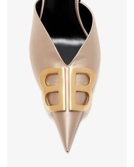 Balenciaga White Bb Square Knife Slingback Pumps