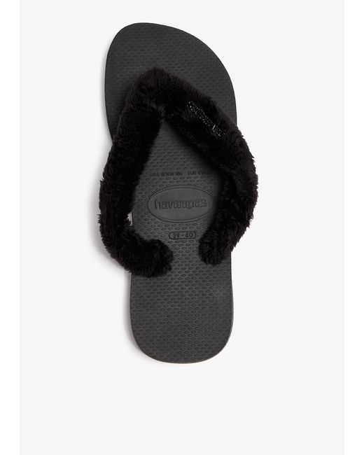 Havaianas Black Top Home Fluffy Flip Flops