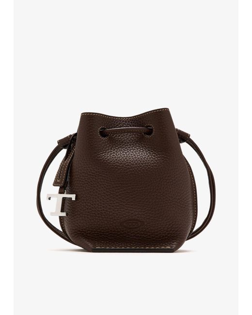 Tod's Brown Micro Leather Bucket Bag