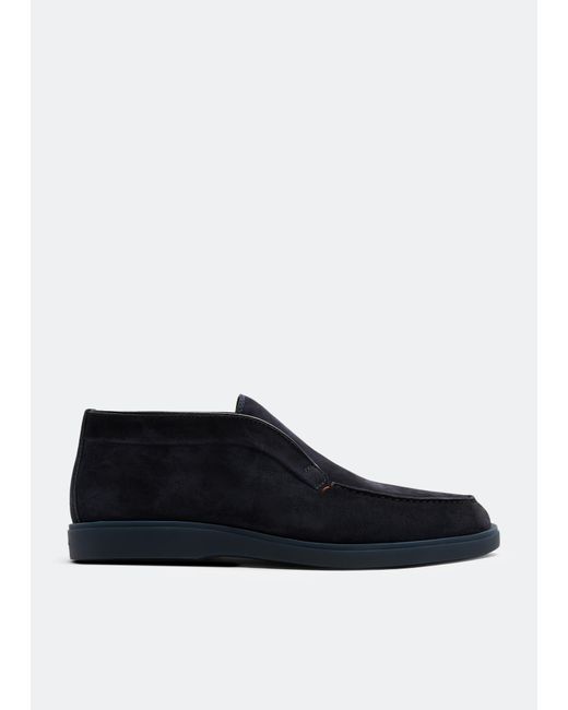Santoni Black Suede Desert Boots for men