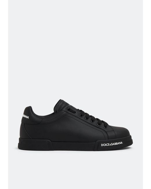 Dolce & Gabbana Black Calfskin Portofino Sneakers for men