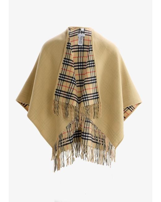 Burberry Metallic Reversible Check Wool Cape