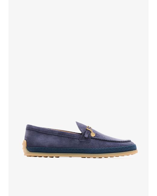 Tod's Blue Suede Loafers