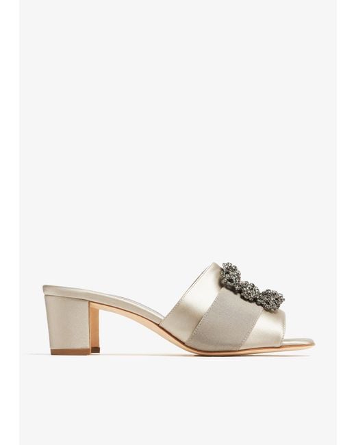 Manolo Blahnik White Martamod Mules