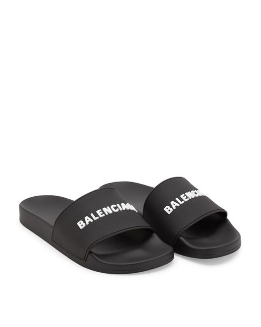 Balenciaga White Logo Rubber Slides for men