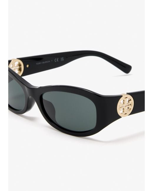 Tory Burch Gray Miller Rectangular Sunglasses