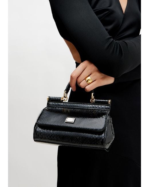 Dolce & Gabbana Black Small Sicily Python Bag