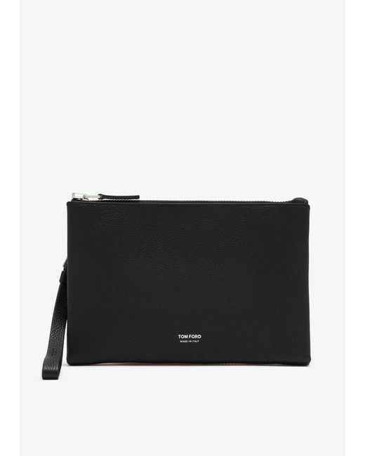 Tom Ford Black Leather Slim Pouch for men