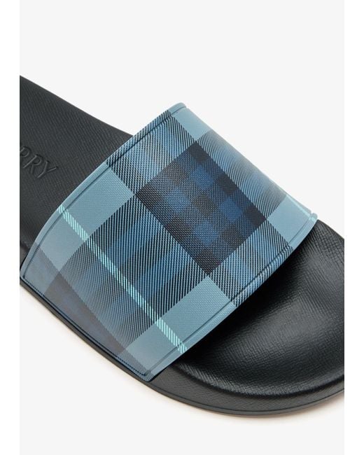Burberry Blue Check Slides for men