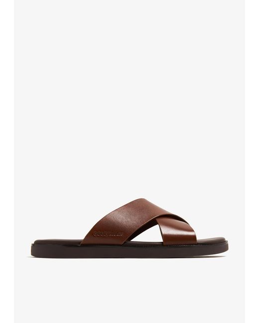 Cole Haan Brown Nantucket Cross-Strap Sandals for men
