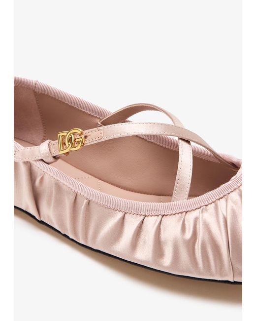 Dolce & Gabbana Pink Satin Ballet Flats