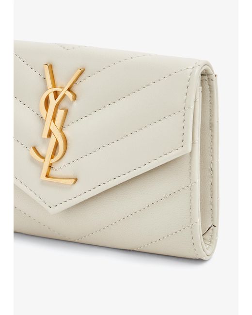 Saint Laurent White Cassandre Small Envelope Wallet