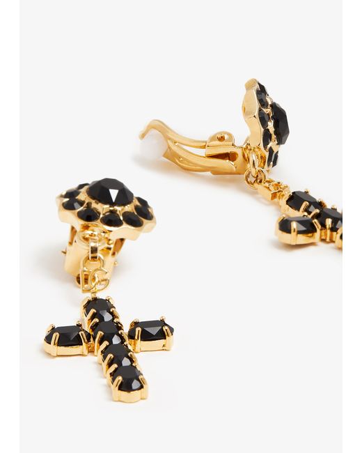 Dolce & Gabbana Black Cross Drop Earrings