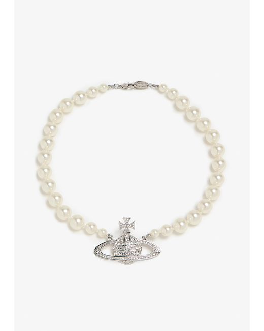Vivienne Westwood White One Row Pearl Bas Relief Choker