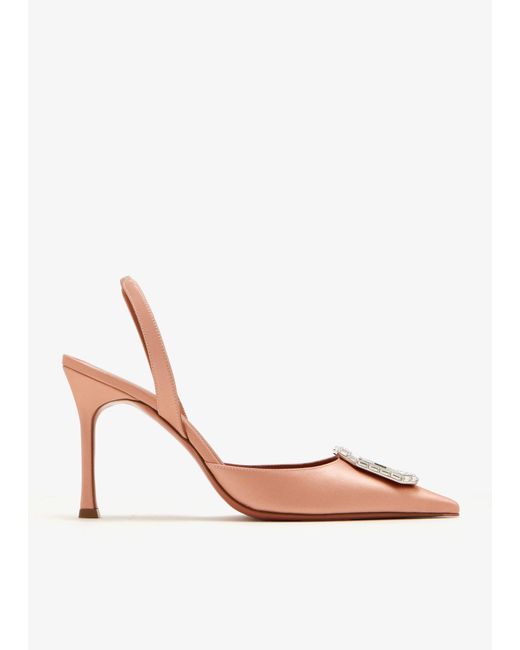 AMINA MUADDI Pink Camelia 90 Slingback Pumps