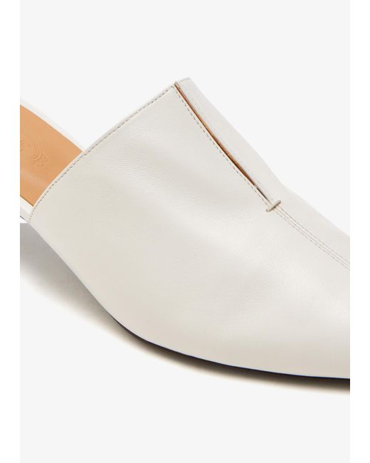 Tod's White Leather Mules