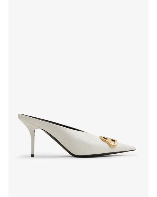 Balenciaga White Bb Square Knife Mules