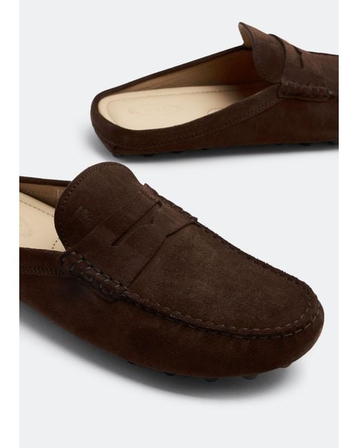 Tod's White Gommino Bubble Suede Mules for men