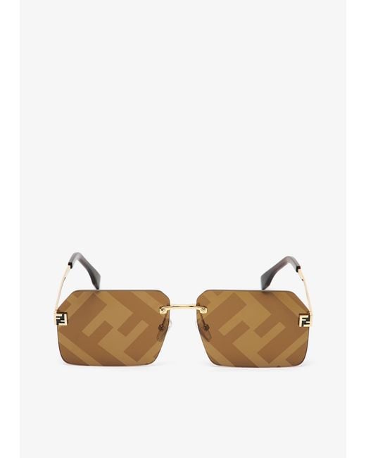 Fendi Natural Sky Rectangular Sunglasses for men