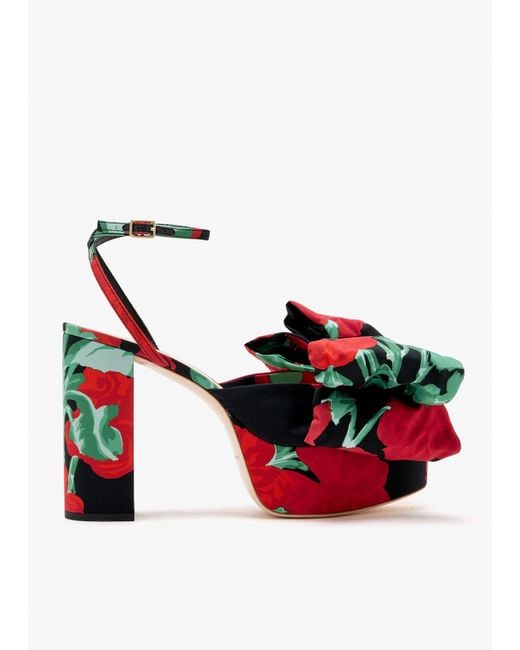 Loeffler Randall Red Kiki Bow Platforms Sandals