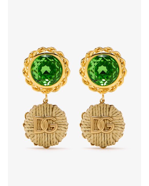 Dolce & Gabbana Green Logo Clip-On Earrings