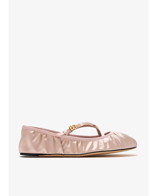 Dolce & Gabbana Pink Satin Ballet Flats