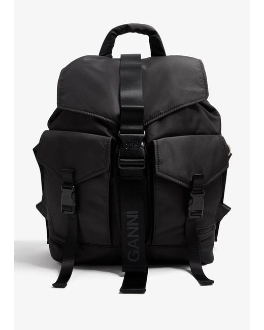 Ganni Black Recycled Tech Backpack