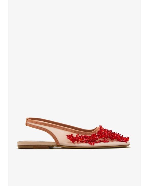 Dries Van Noten Women's White Embroidered Ballet Flats