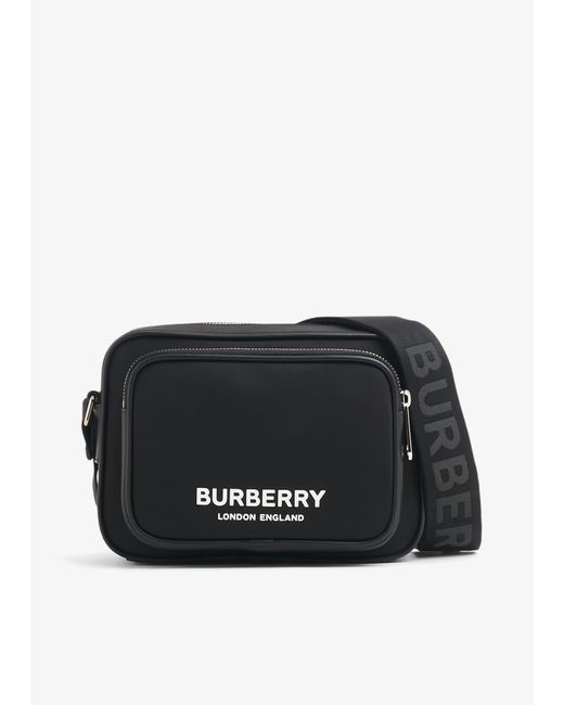 Burberry Black Logo Print Nylon Crossbody Bag for men