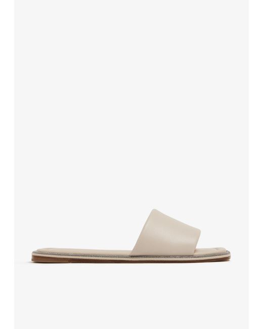 Brunello Cucinelli White Square Toe Sandals