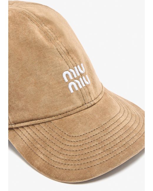 Miu Miu Denim Baseball Cap in Natural | Lyst display picture 3