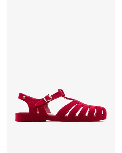 Melissa Red Possession Velvet Ii Sandals