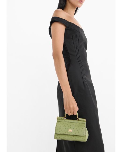 Dolce & Gabbana Green Small Sicily Ostrich Leather Bag