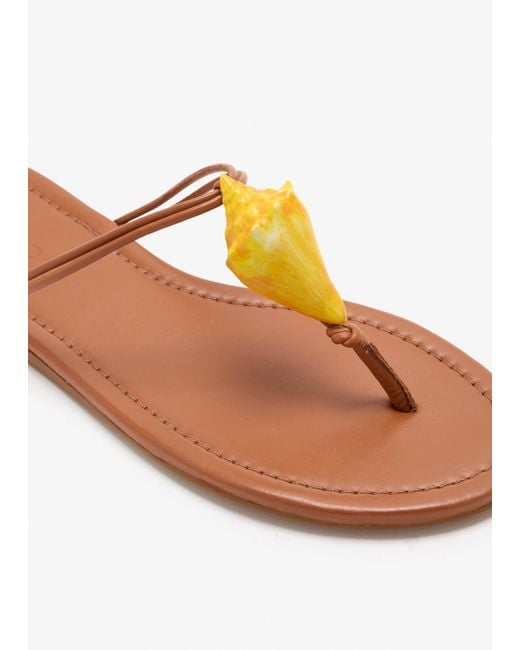 Farm Rio Brown Shell Flat Sandals