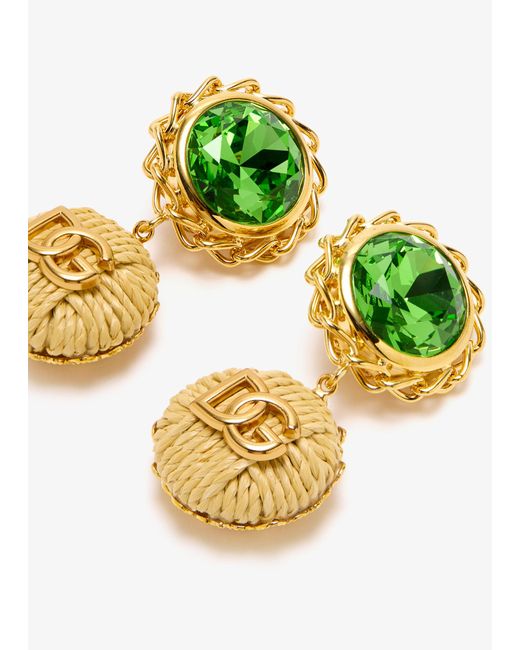 Dolce & Gabbana Green Logo Clip-On Earrings