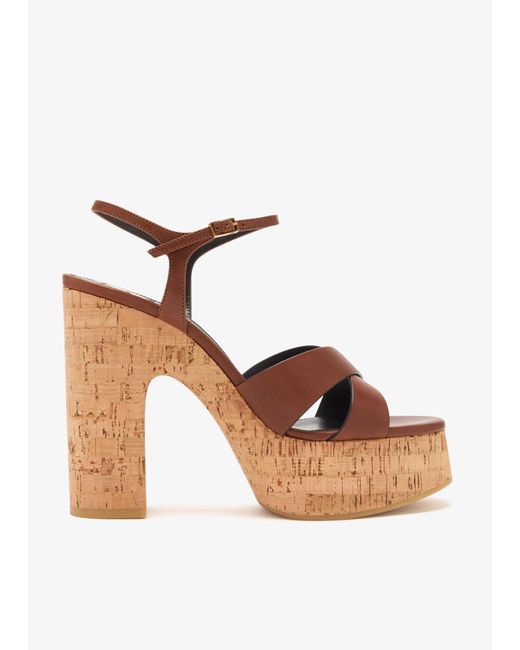 Saint Laurent Brown Bianca Platform Sandals