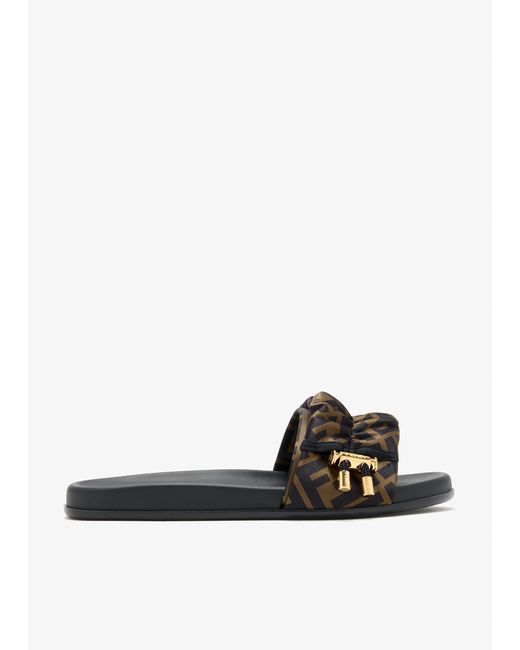 Fendi White Ff Feel Slides