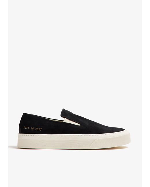 Common Projects White Suede Slip-On Sneakers