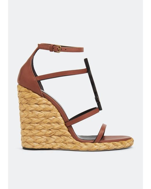 Saint Laurent Metallic Cassandra Wedge Espadrilles