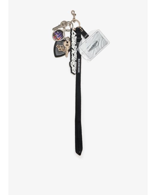 Balenciaga White Badge Keyring for men