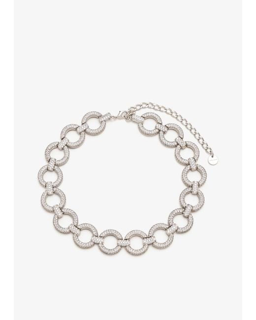 Self-Portrait White Crystal Link Choker