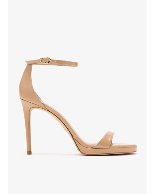 Stuart Weitzman White Nudist Platform Sandals