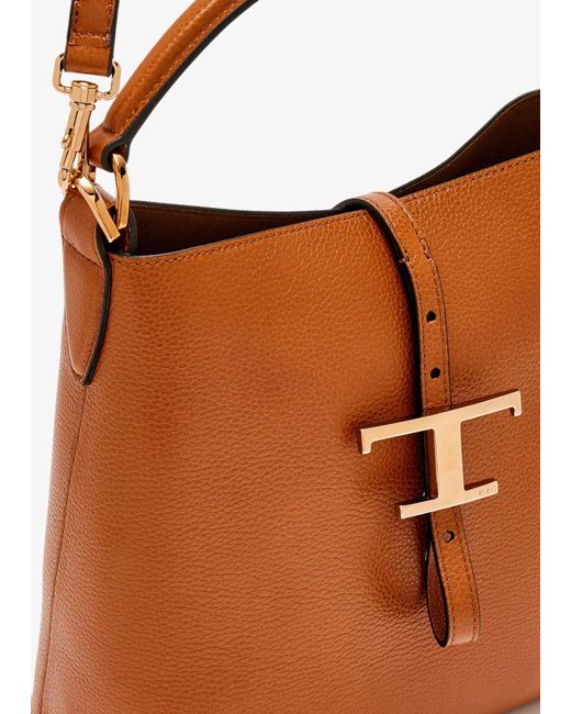 Tod's Brown T Timeless Mini Bucket Bag