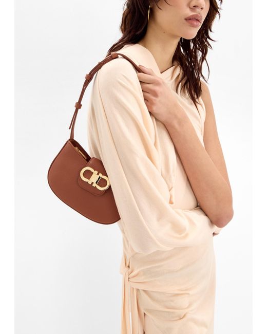 Ferragamo White Double Gancini Mini Bag