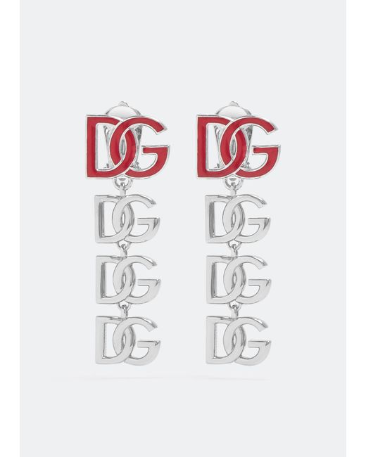 Dolce & Gabbana White Dg Logo Long Earrings