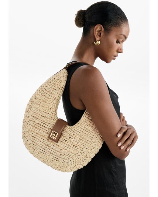 Anine Bing Natural Lou Monogram Bag
