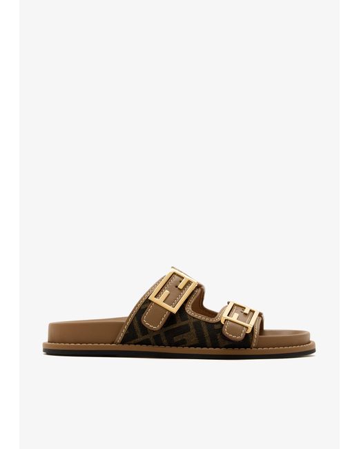 Fendi White Ff Feel Slides