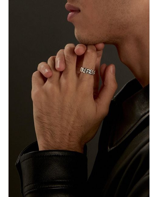 Common Lines White Cuban Link Ring for men