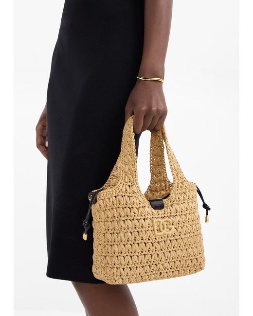 Dolce & Gabbana Metallic Raffia Crochet Tote Bag