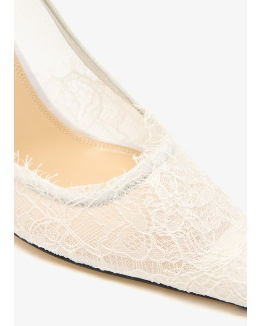 Mach & Mach White Devon Chantilly Pumps